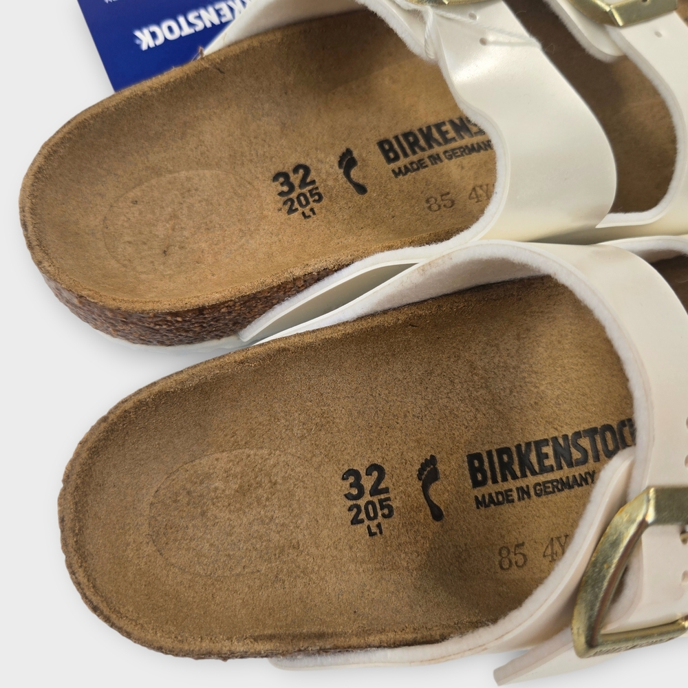New Birkenstock Arizona Split Birko Flor White Gold Youth Sandals Size US 1 EU32 - Picture 5 of 11